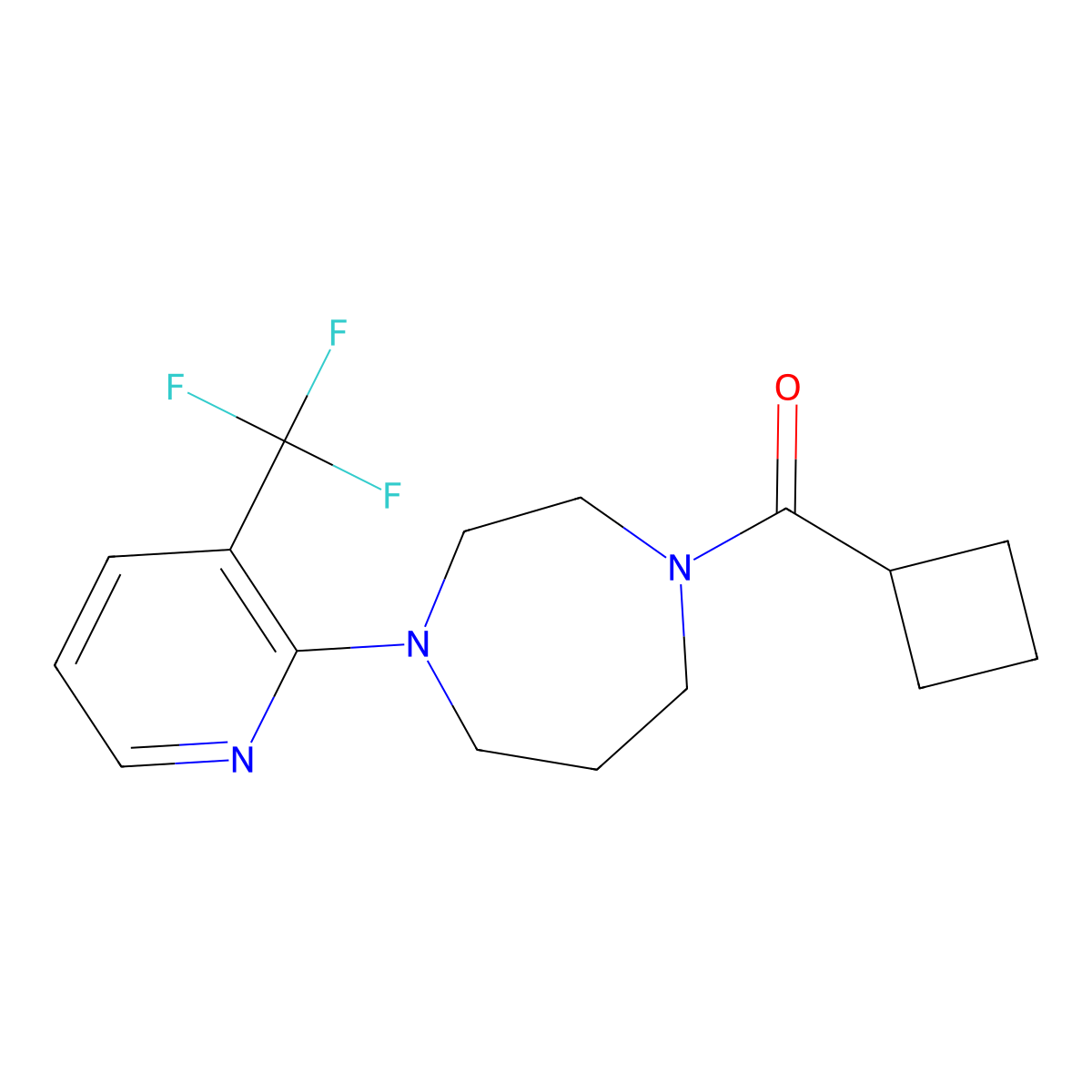 1-Cyclobutanecarbonyl-4-[3-(trifluoromethyl)pyridin-2-yl]-1,4-diazepane molecular structure, CAS 2877636-36-5