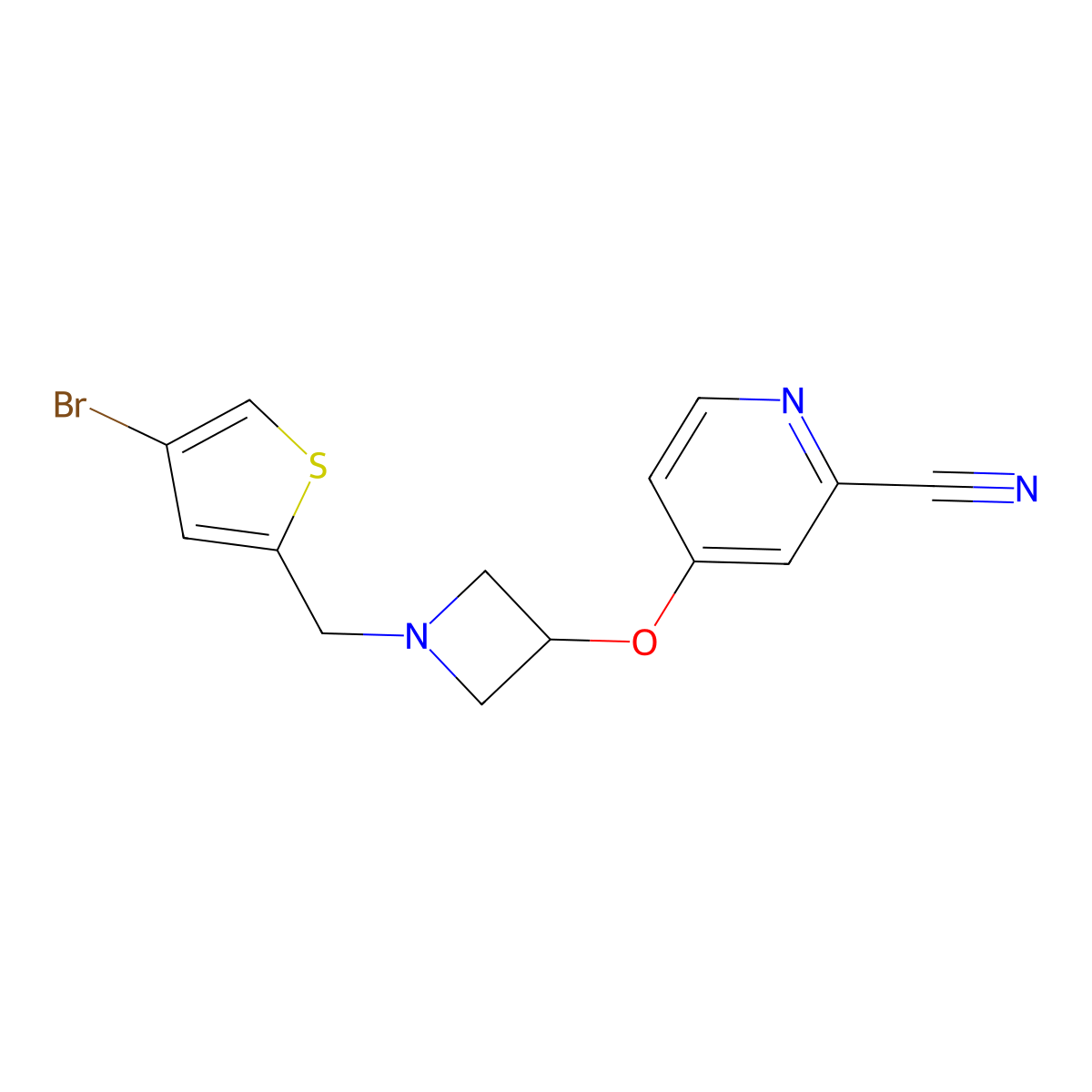 4-({1-[(4-Bromothiophen-2-yl)methyl]azetidin-3-yl}oxy)pyridine-2-carbonitrile molecular structure, CAS 2877636-38-7