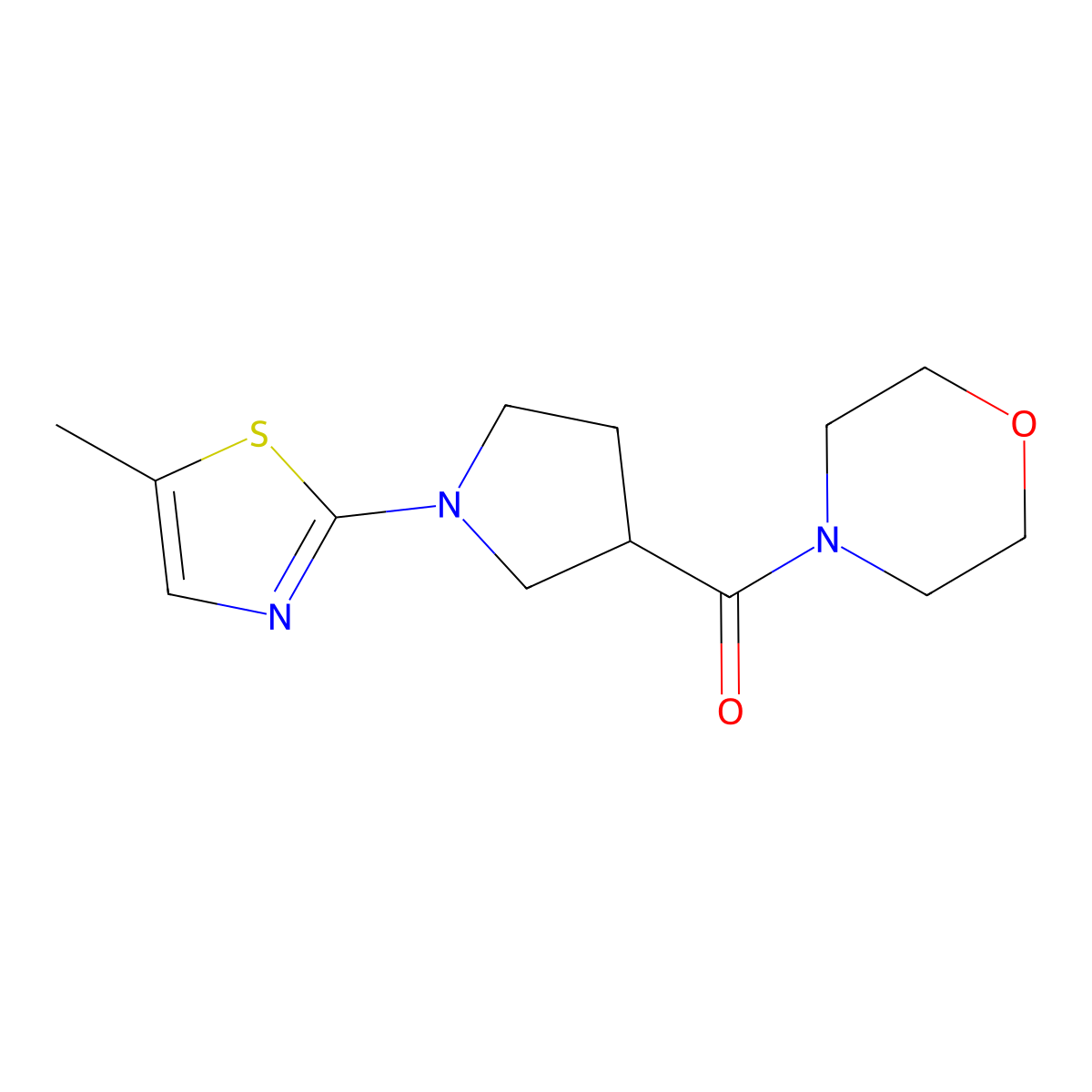 4-[1-(5-Methyl-1,3-thiazol-2-yl)pyrrolidine-3-carbonyl]morpholine molecular structure, CAS 2877636-43-4