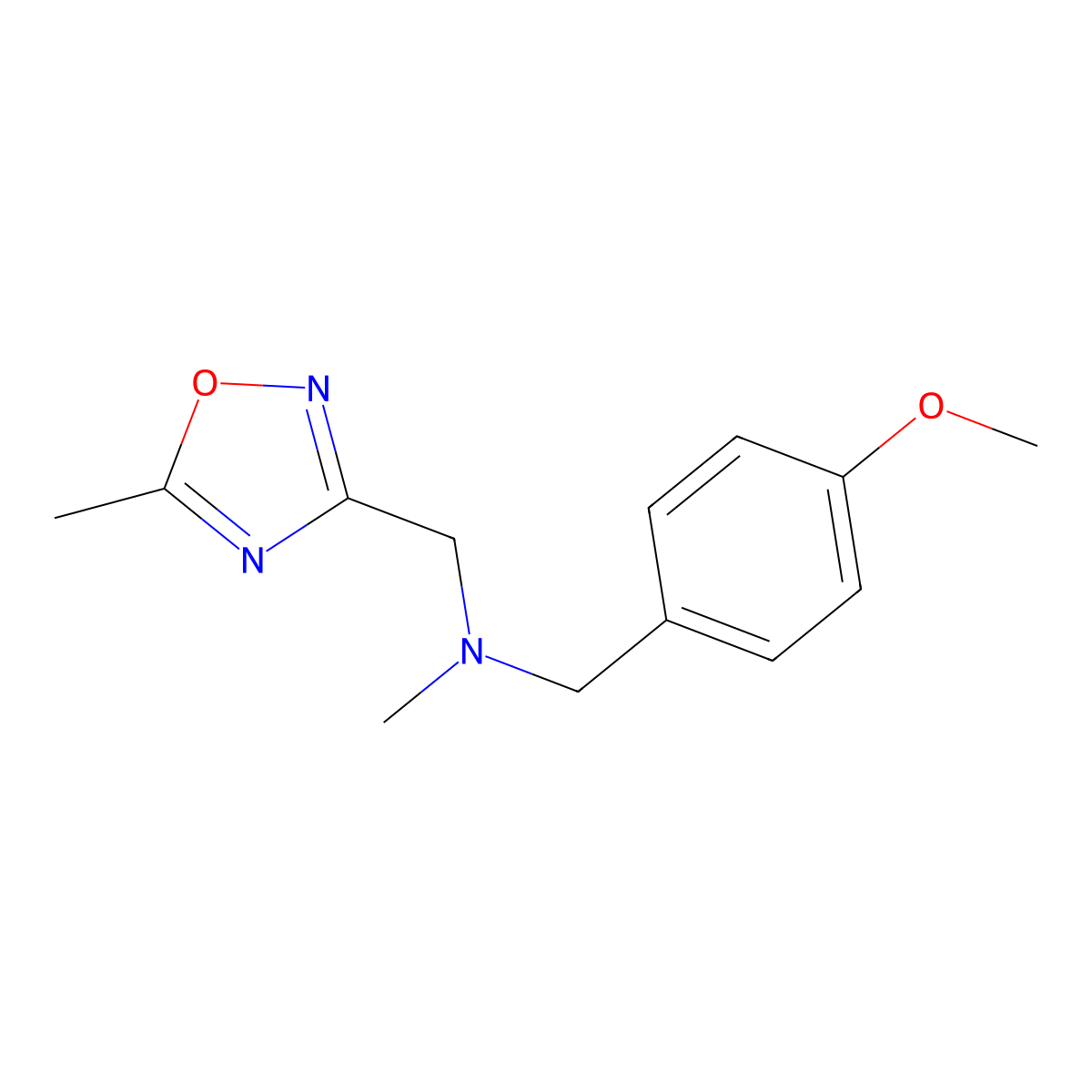 [(4-Methoxyphenyl)methyl](methyl)[(5-methyl-1,2,4-oxadiazol-3-yl)methyl]amine molecular structure, CAS 2877636-44-5