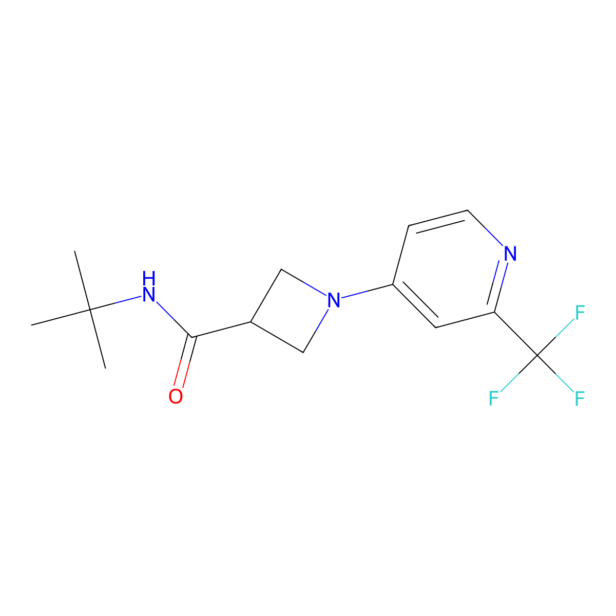 N-tert-butyl-1-[2-(trifluoromethyl)pyridin-4-yl]azetidine-3-carboxamide molecular structure, CAS 2877636-54-7
