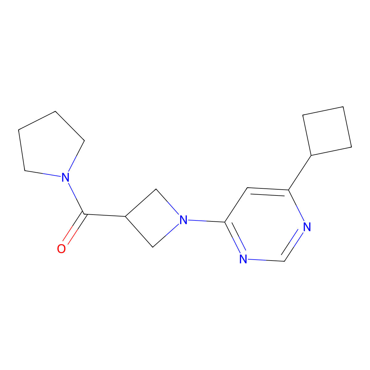 4-Cyclobutyl-6-[3-(pyrrolidine-1-carbonyl)azetidin-1-yl]pyrimidine molecular structure, CAS 2877636-56-9