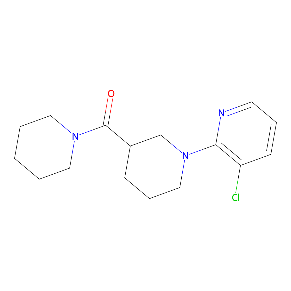 3-Chloro-2-[3-(piperidine-1-carbonyl)piperidin-1-yl]pyridine molecular structure, CAS 2877636-58-1