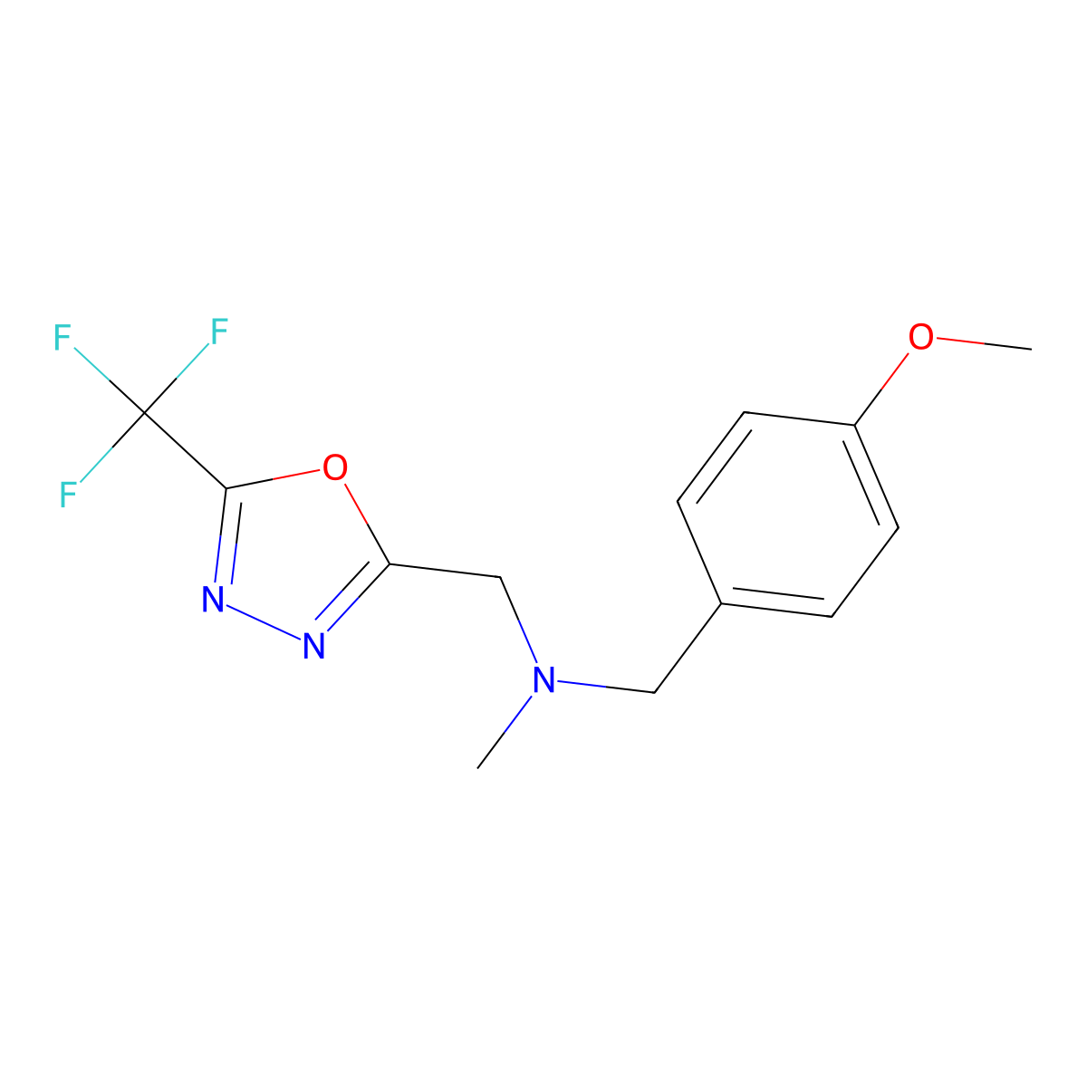 [(4-Methoxyphenyl)methyl](methyl){[5-(trifluoromethyl)-1,3,4-oxadiazol-2-yl]methyl}amine molecular structure, CAS 2877636-64-9