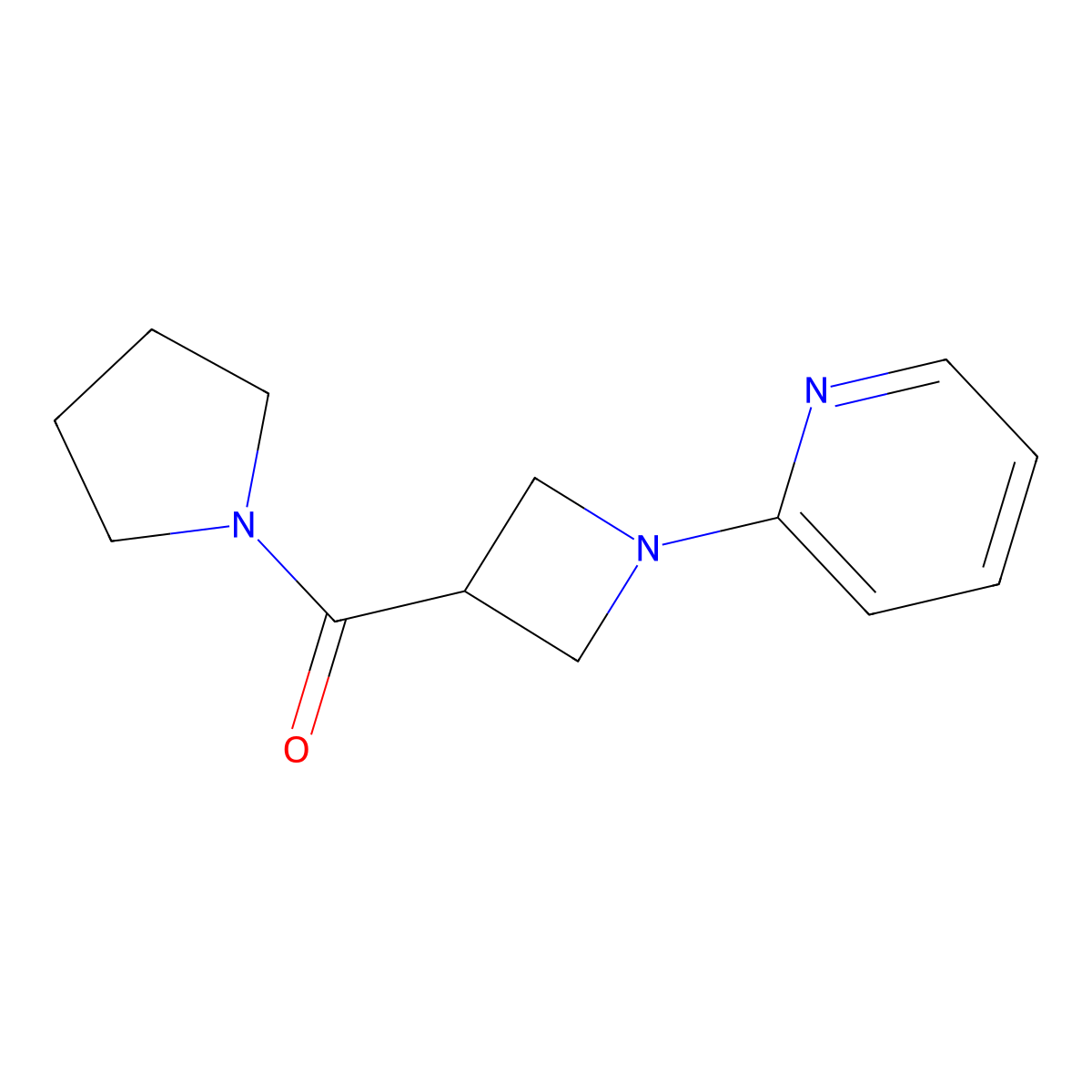 2-[3-(Pyrrolidine-1-carbonyl)azetidin-1-yl]pyridine molecular structure, CAS 2877636-74-1