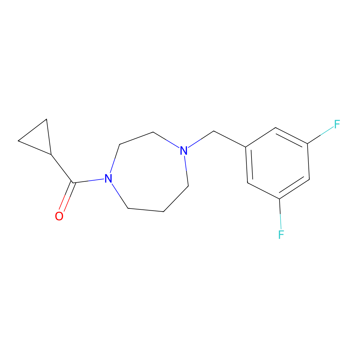 1-Cyclopropanecarbonyl-4-[(3,5-difluorophenyl)methyl]-1,4-diazepane molecular structure, CAS 2877636-79-6