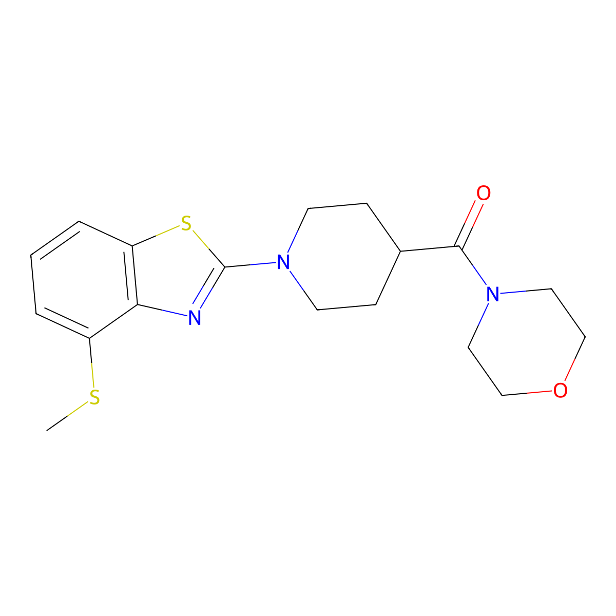 4-(Methylsulfanyl)-2-[4-(morpholine-4-carbonyl)piperidin-1-yl]-1,3-benzothiazole molecular structure, CAS 2877636-81-0