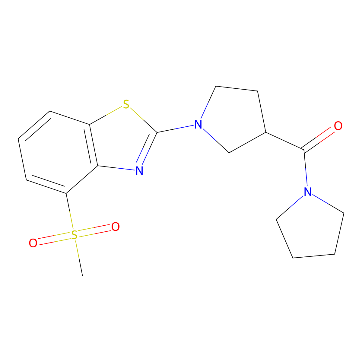 4-Methanesulfonyl-2-[3-(pyrrolidine-1-carbonyl)pyrrolidin-1-yl]-1,3-benzothiazole molecular structure, CAS 2877636-83-2