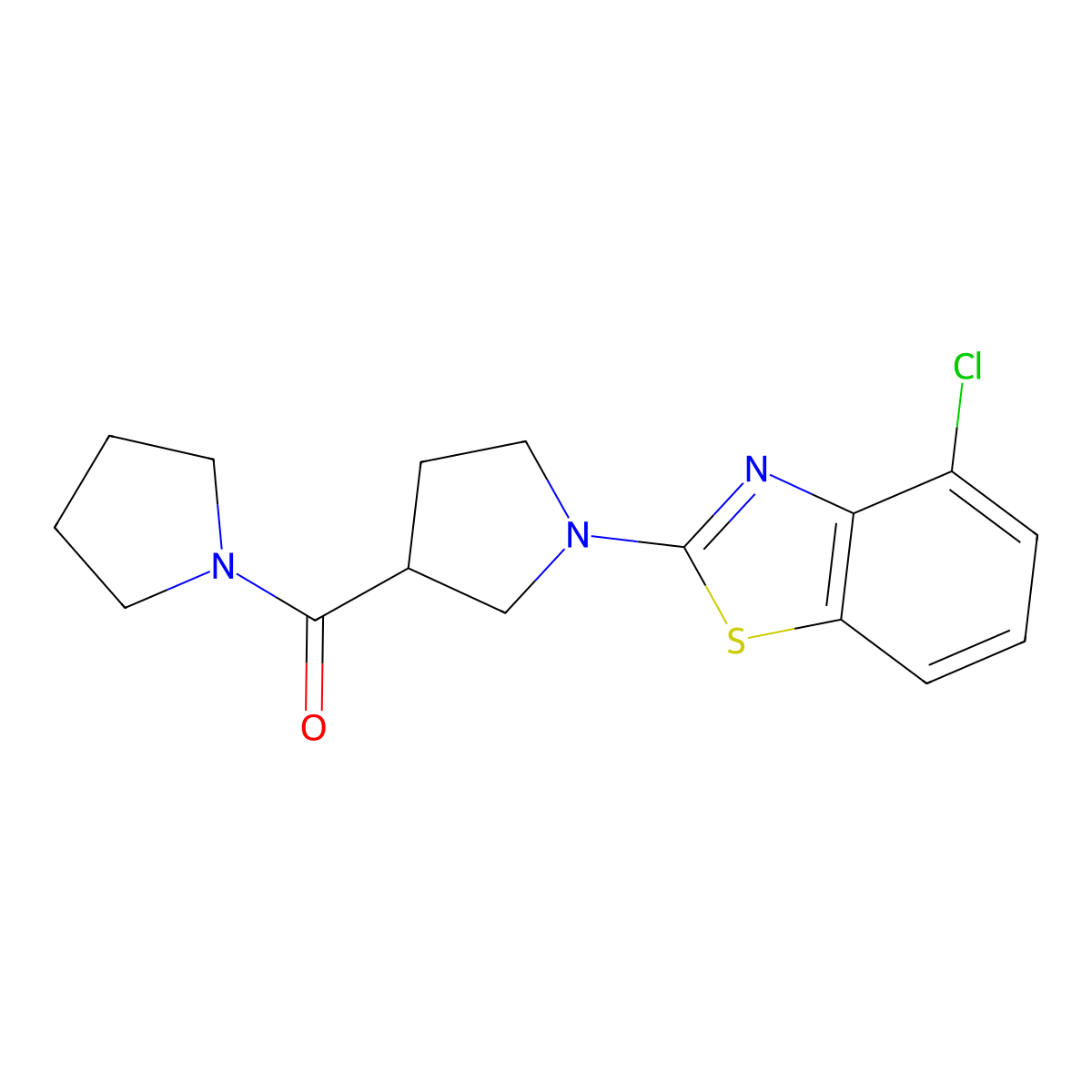 4-Chloro-2-[3-(pyrrolidine-1-carbonyl)pyrrolidin-1-yl]-1,3-benzothiazole molecular structure, CAS 2877636-85-4