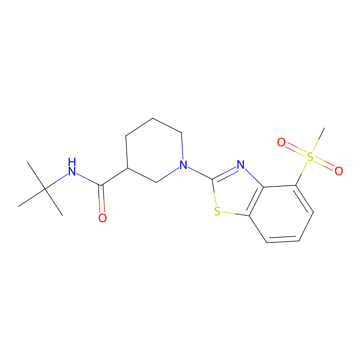 N-tert-butyl-1-(4-methanesulfonyl-1,3-benzothiazol-2-yl)piperidine-3-carboxamide molecular structure, CAS 2877636-86-5