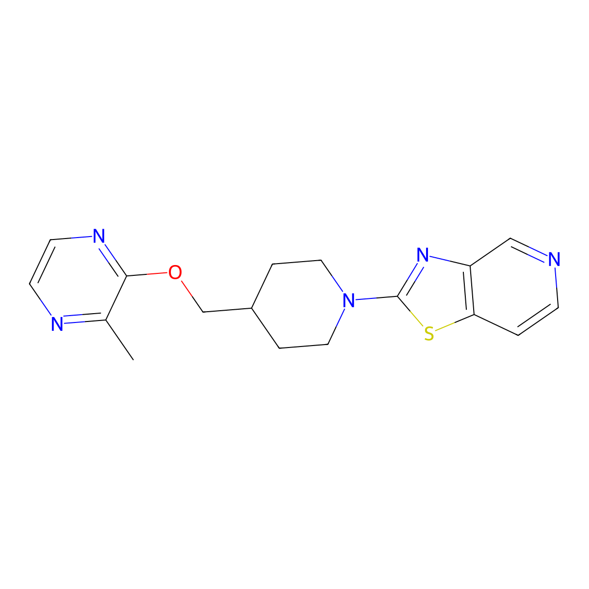 2-Methyl-3-[(1-{[1,3]thiazolo[4,5-c]pyridin-2-yl}piperidin-4-yl)methoxy]pyrazine molecular structure, CAS 2877636-89-8