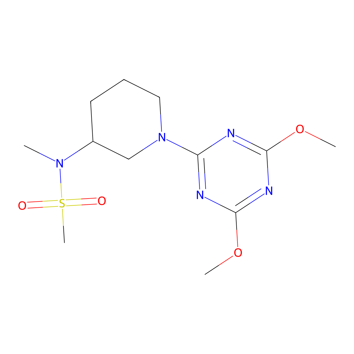 N-[1-(4,6-dimethoxy-1,3,5-triazin-2-yl)piperidin-3-yl]-N-methylmethanesulfonamide molecular structure, CAS 2877636-90-1