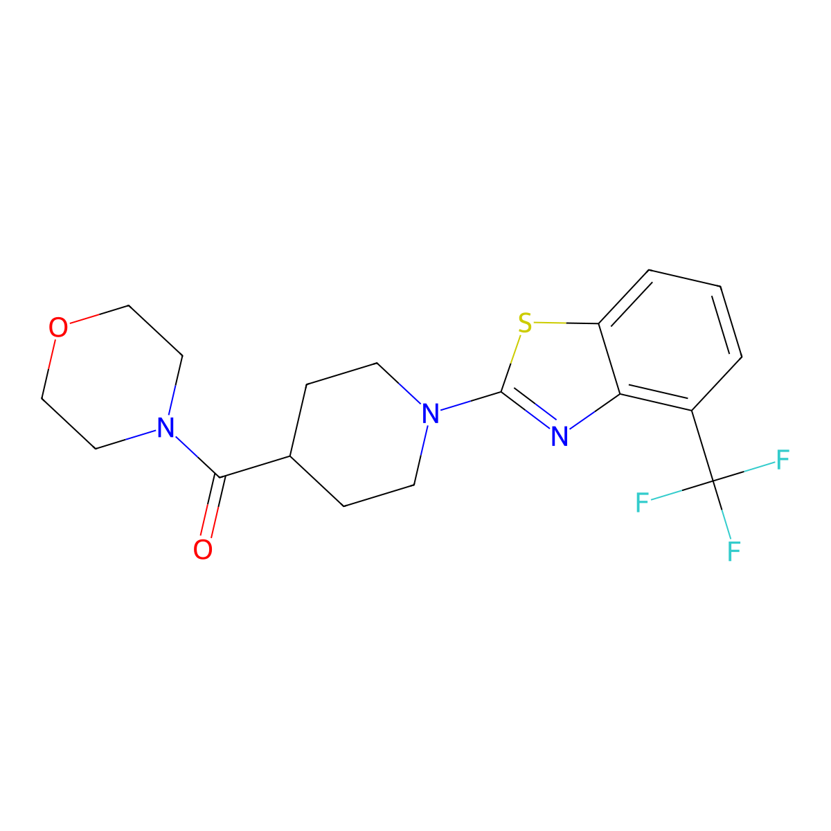 2-[4-(Morpholine-4-carbonyl)piperidin-1-yl]-4-(trifluoromethyl)-1,3-benzothiazole molecular structure, CAS 2877636-96-7