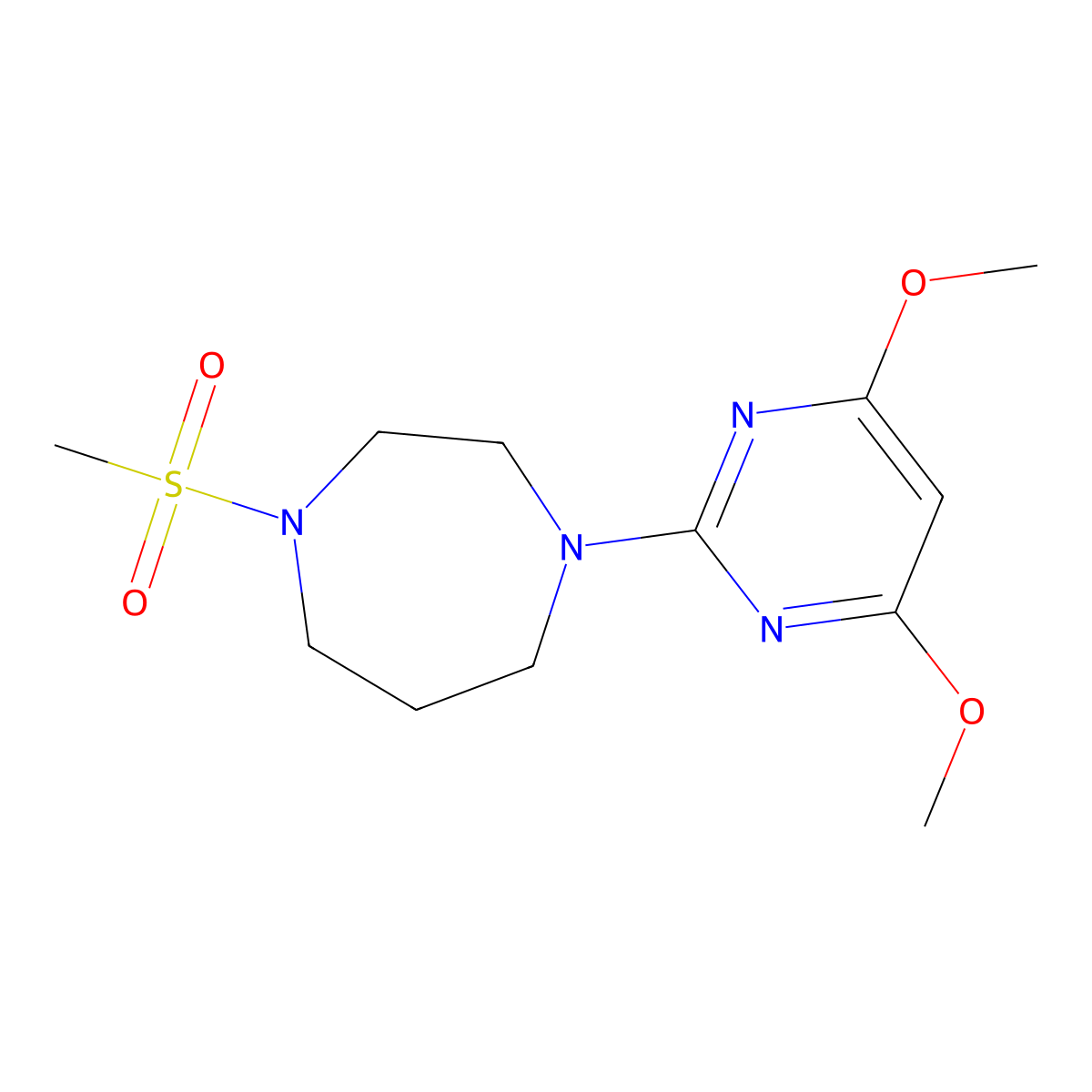 1-(4,6-Dimethoxypyrimidin-2-yl)-4-methanesulfonyl-1,4-diazepane molecular structure, CAS 2877636-98-9