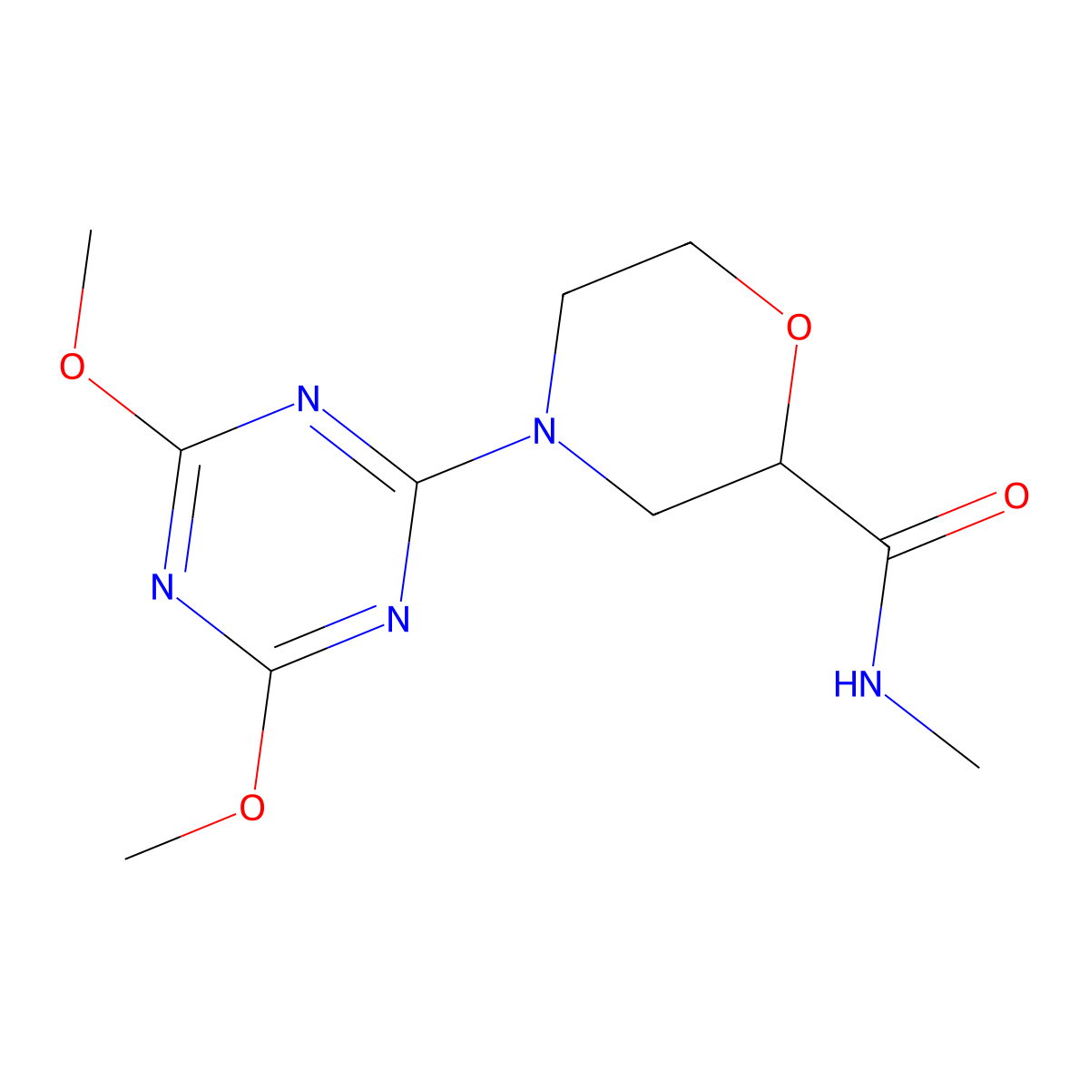 4-(4,6-dimethoxy-1,3,5-triazin-2-yl)-N-methylmorpholine-2-carboxamide molecular structure, CAS 2877637-03-9
