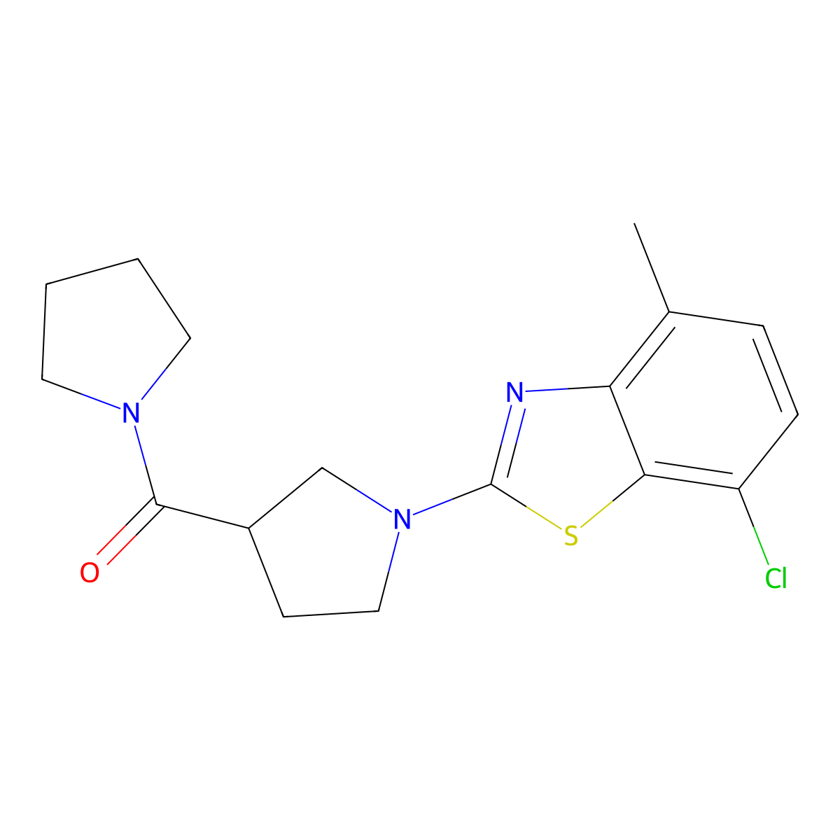 7-Chloro-4-methyl-2-[3-(pyrrolidine-1-carbonyl)pyrrolidin-1-yl]-1,3-benzothiazole molecular structure, CAS 2877637-06-2