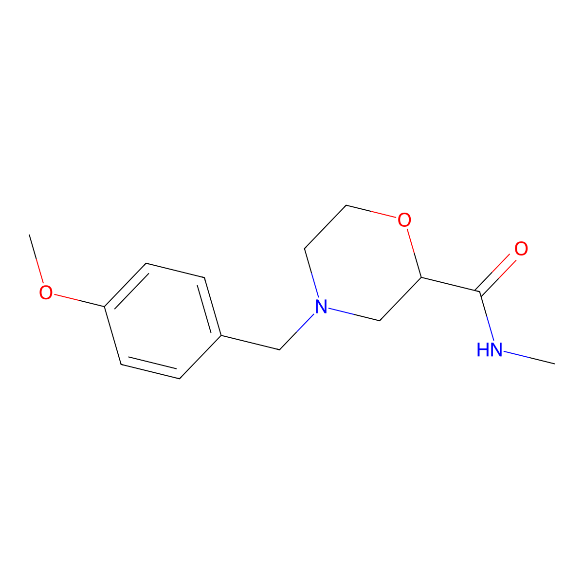 4-[(4-methoxyphenyl)methyl]-N-methylmorpholine-2-carboxamide molecular structure, CAS 2877637-09-5