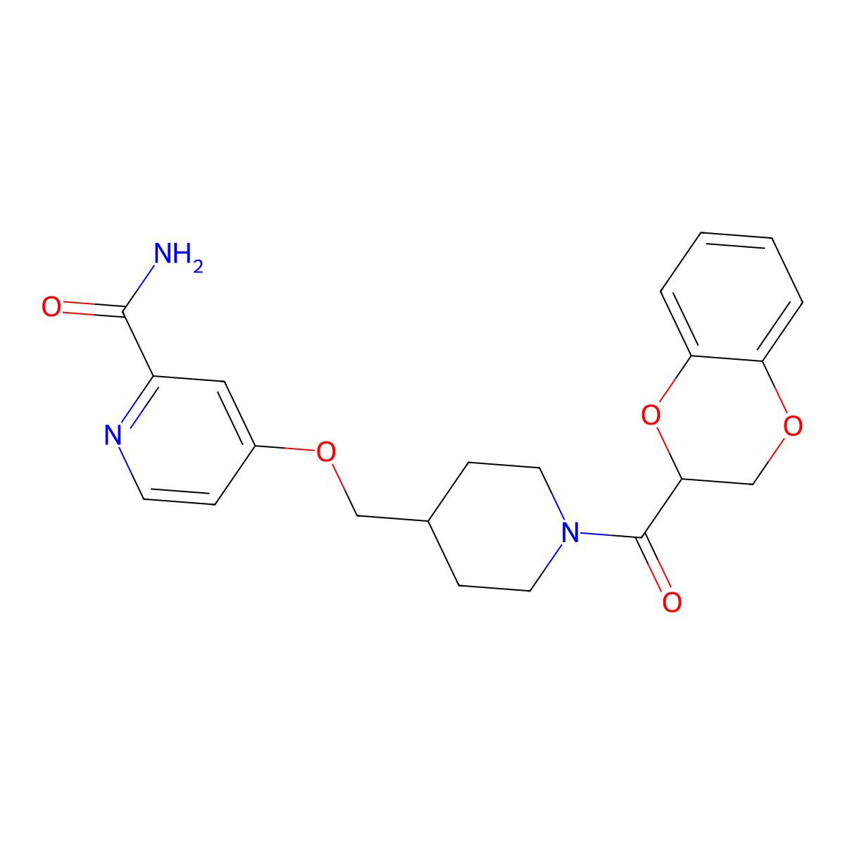 4-{[1-(2,3-Dihydro-1,4-benzodioxine-2-carbonyl)piperidin-4-yl]methoxy}pyridine-2-carboxamide molecular structure, CAS 2877637-19-7