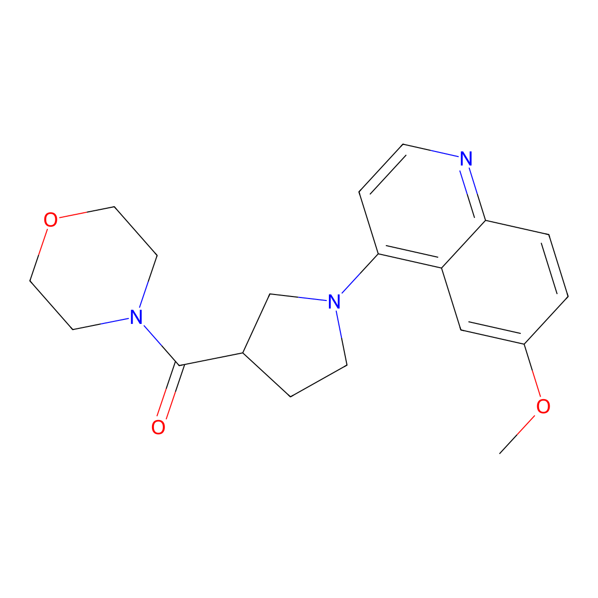 6-Methoxy-4-[3-(morpholine-4-carbonyl)pyrrolidin-1-yl]quinoline molecular structure, CAS 2877637-22-2