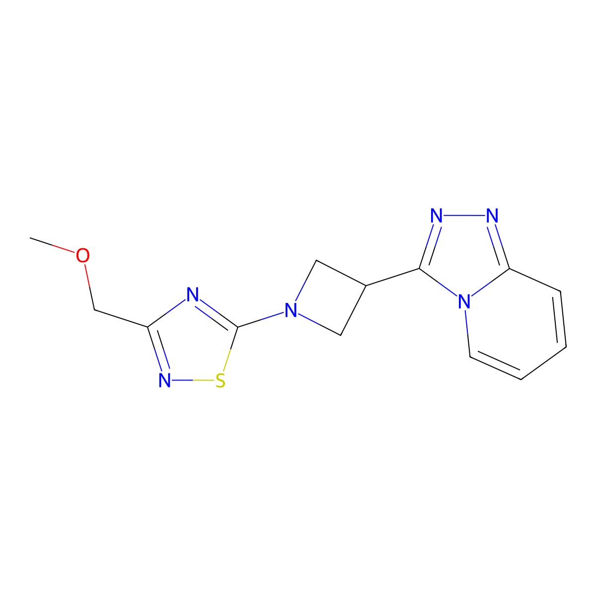 3-(Methoxymethyl)-5-(3-{[1,2,4]triazolo[4,3-a]pyridin-3-yl}azetidin-1-yl)-1,2,4-thiadiazole molecular structure, CAS 2877637-29-9