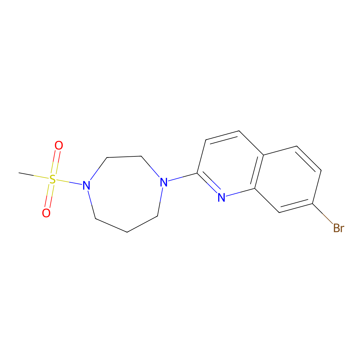 7-Bromo-2-(4-methanesulfonyl-1,4-diazepan-1-yl)quinoline molecular structure, CAS 2877637-31-3