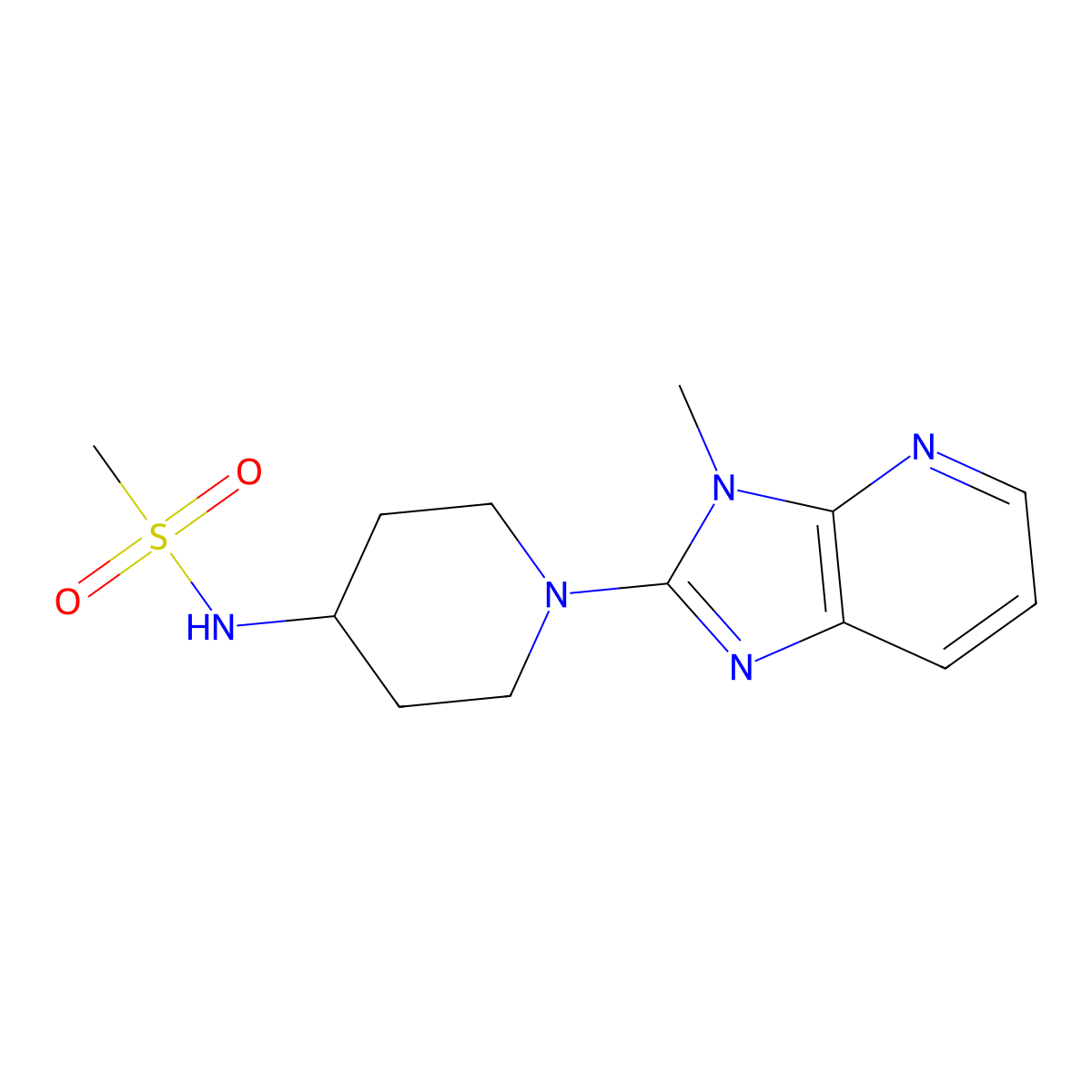 N-(1-{3-methyl-3H-imidazo[4,5-b]pyridin-2-yl}piperidin-4-yl)methanesulfonamide molecular structure, CAS 2877637-37-9