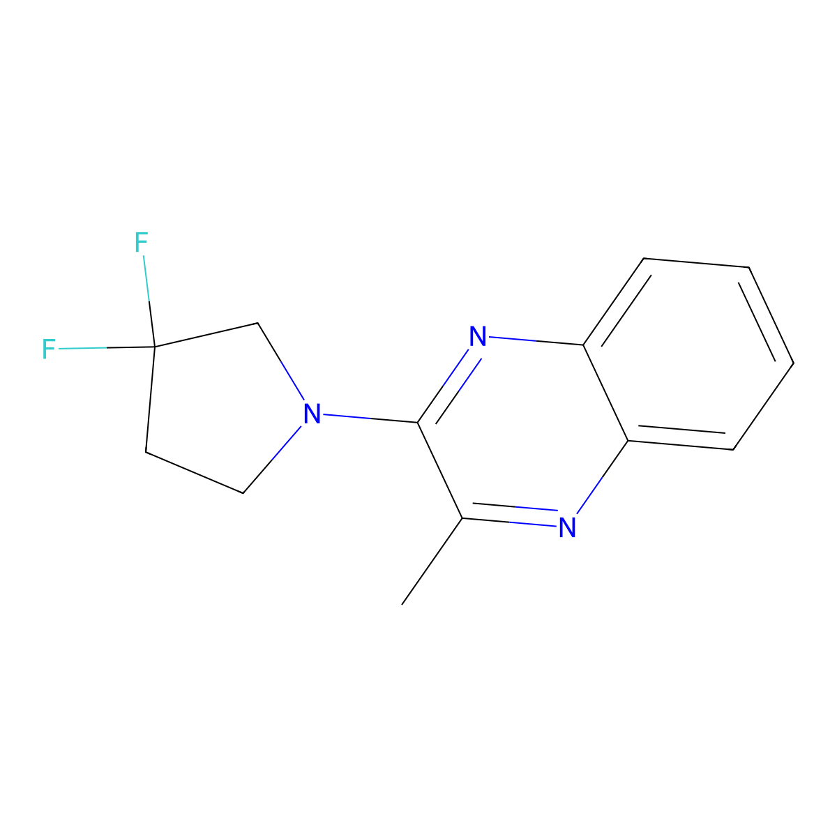 2-(3,3-Difluoropyrrolidin-1-yl)-3-methylquinoxaline molecular structure, CAS 2877637-43-7
