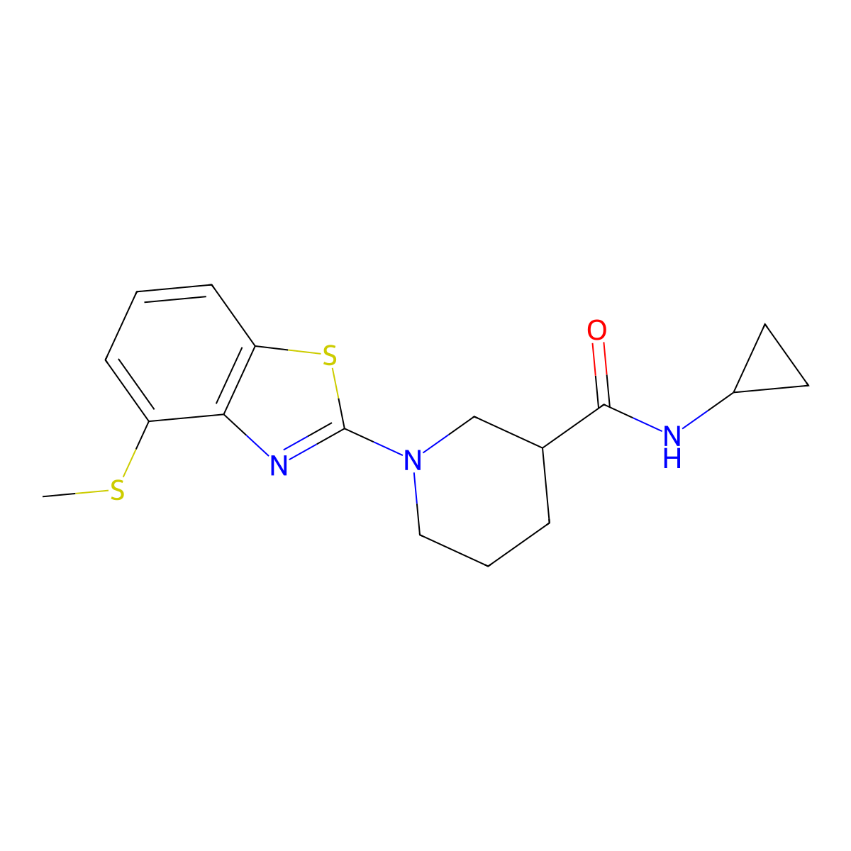 N-cyclopropyl-1-[4-(methylsulfanyl)-1,3-benzothiazol-2-yl]piperidine-3-carboxamide molecular structure, CAS 2877637-48-2
