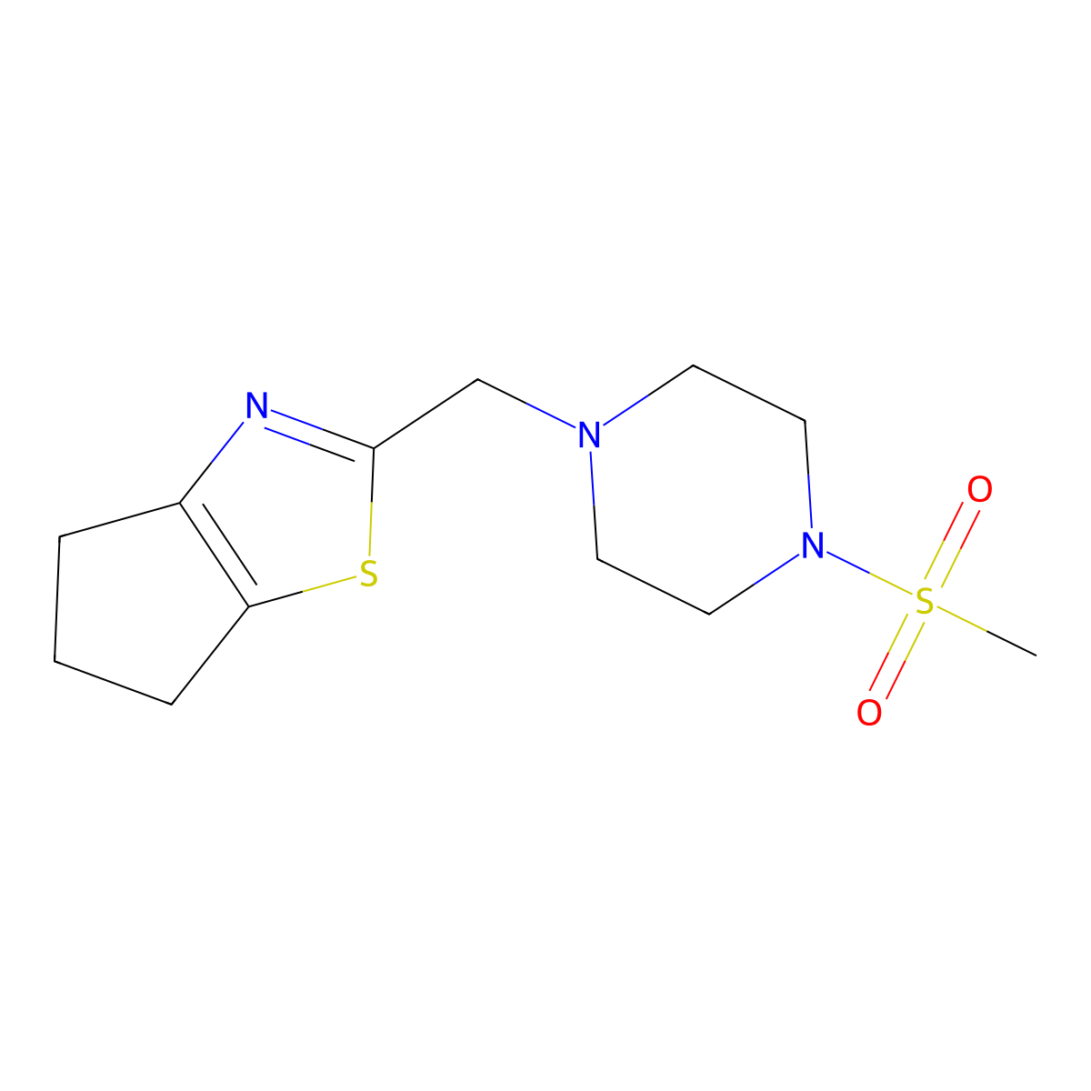 1-({4H,5H,6H-cyclopenta[d][1,3]thiazol-2-yl}methyl)-4-methanesulfonylpiperazine molecular structure, CAS 2877637-49-3