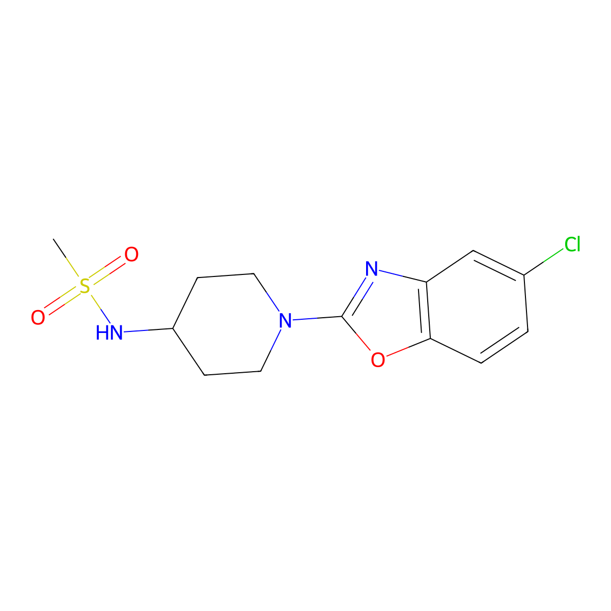 N-[1-(5-chloro-1,3-benzoxazol-2-yl)piperidin-4-yl]methanesulfonamide molecular structure, CAS 2877637-55-1
