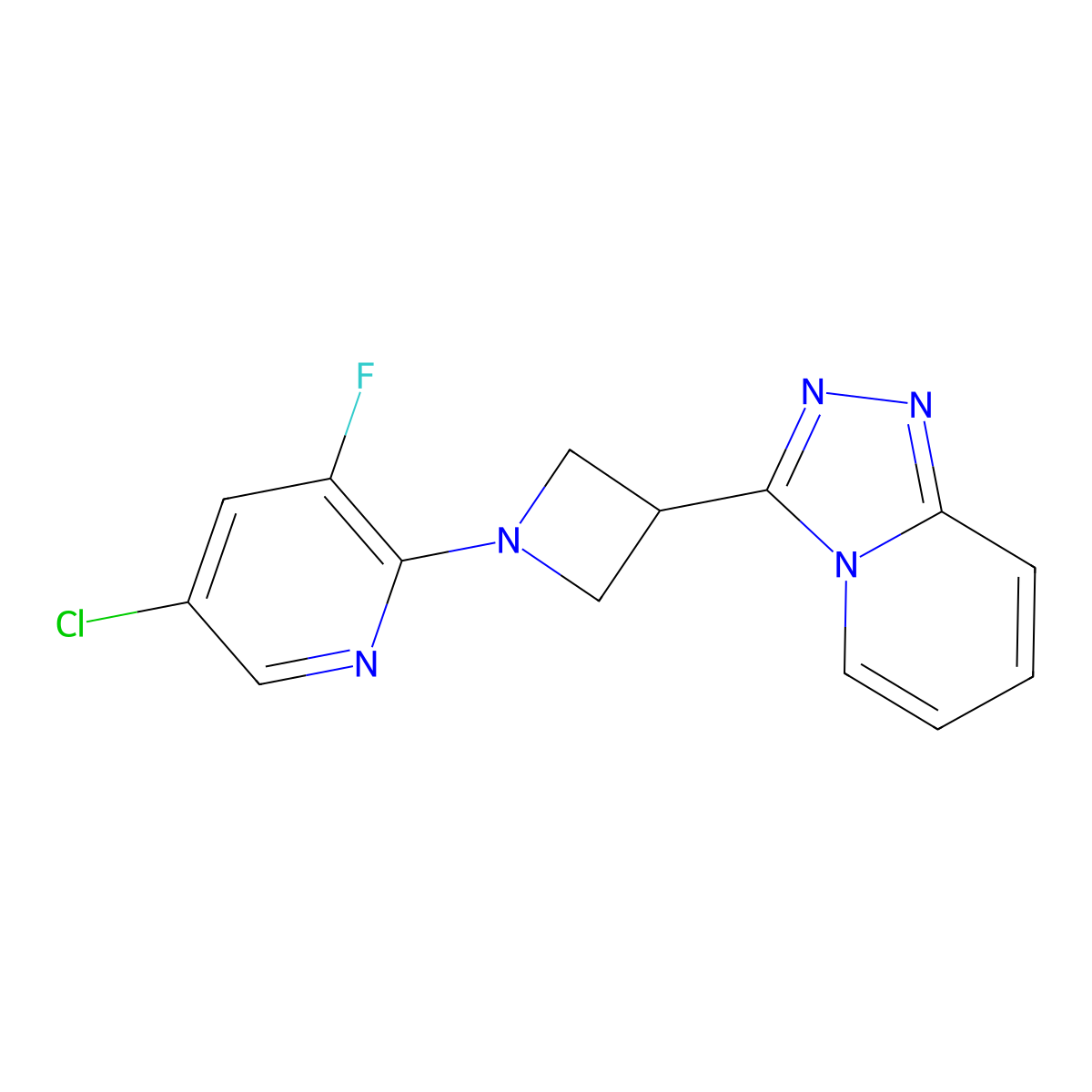 5-Chloro-3-fluoro-2-(3-{[1,2,4]triazolo[4,3-a]pyridin-3-yl}azetidin-1-yl)pyridine molecular structure, CAS 2877637-59-5