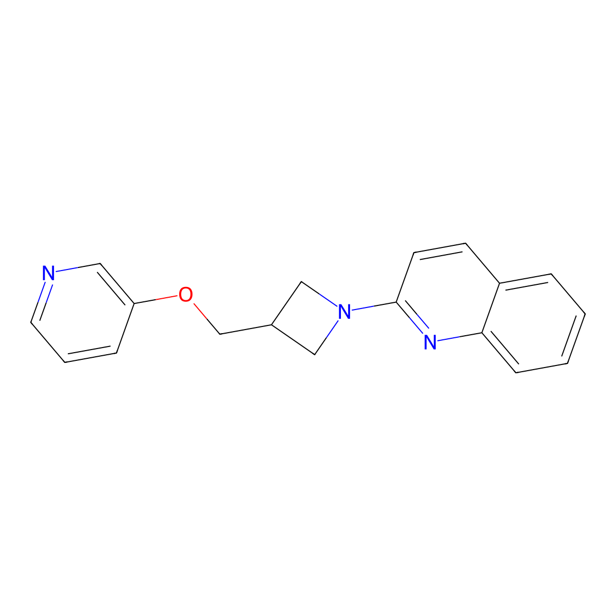 2-{3-[(Pyridin-3-yloxy)methyl]azetidin-1-yl}quinoline molecular structure, CAS 2877637-64-2