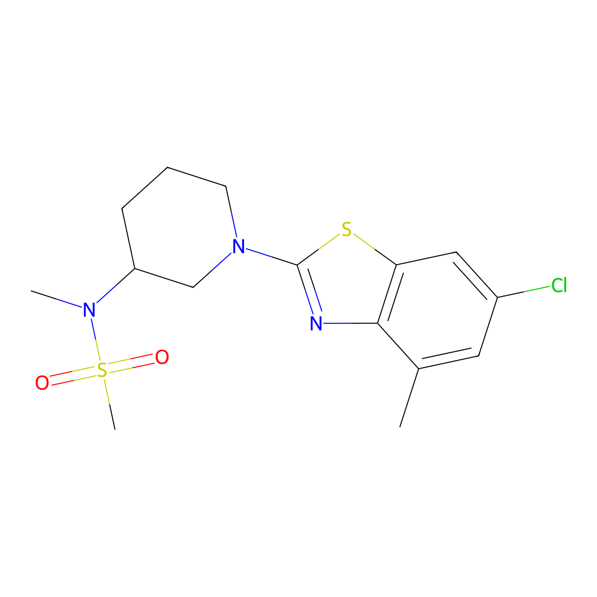 N-[1-(6-chloro-4-methyl-1,3-benzothiazol-2-yl)piperidin-3-yl]-N-methylmethanesulfonamide molecular structure, CAS 2877637-65-3