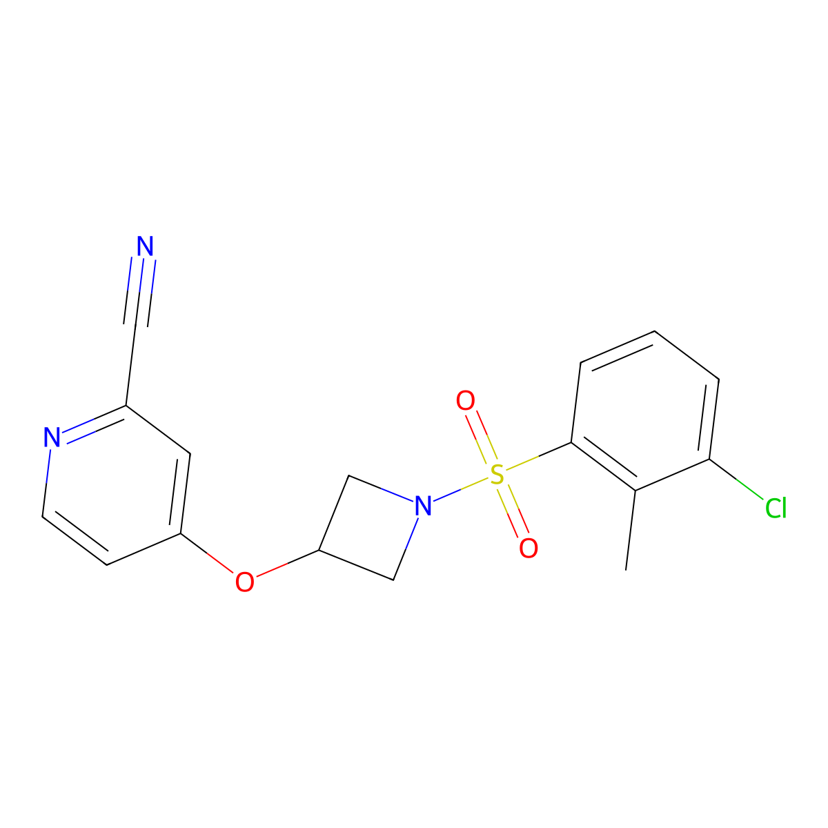 4-{[1-(3-Chloro-2-methylbenzenesulfonyl)azetidin-3-yl]oxy}pyridine-2-carbonitrile molecular structure, CAS 2877637-67-5