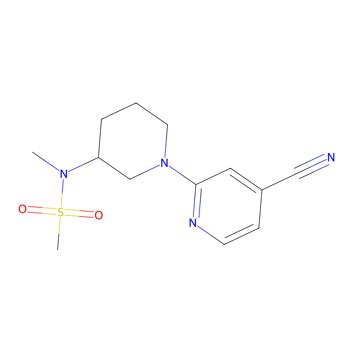 N-[1-(4-cyanopyridin-2-yl)piperidin-3-yl]-N-methylmethanesulfonamide molecular structure, CAS 2877637-70-0