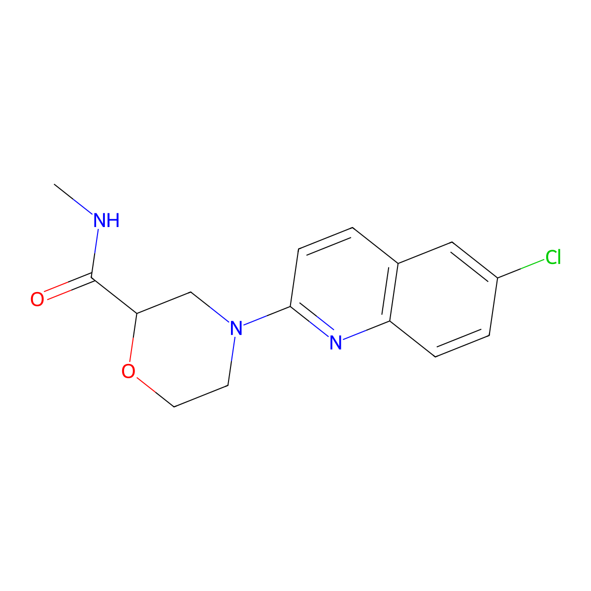 4-(6-chloroquinolin-2-yl)-N-methylmorpholine-2-carboxamide molecular structure, CAS 2877637-73-3