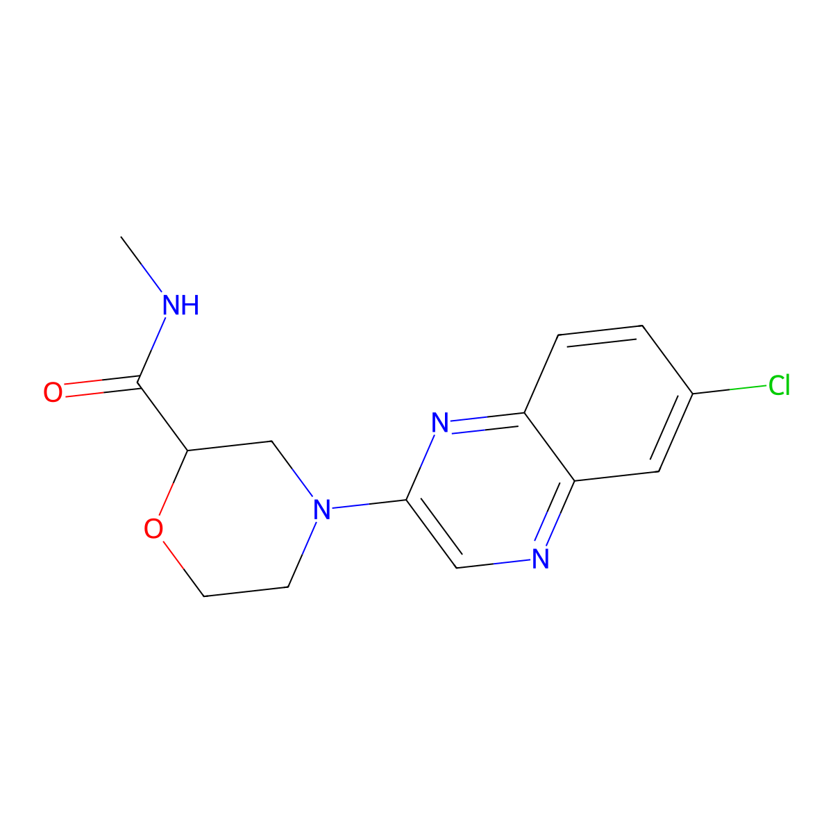 4-(6-chloroquinoxalin-2-yl)-N-methylmorpholine-2-carboxamide molecular structure, CAS 2877637-74-4