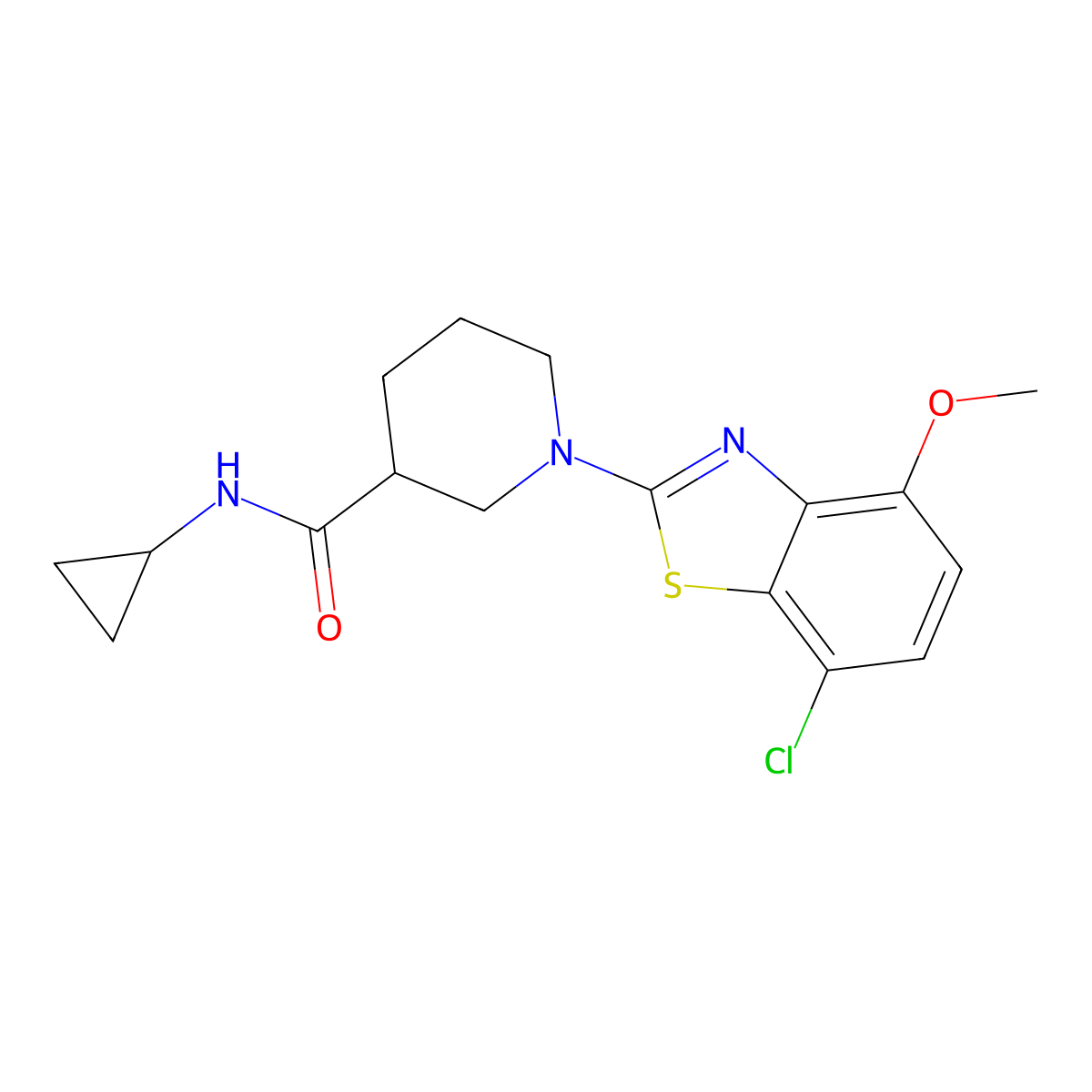 1-(7-chloro-4-methoxy-1,3-benzothiazol-2-yl)-N-cyclopropylpiperidine-3-carboxamide molecular structure, CAS 2877637-75-5