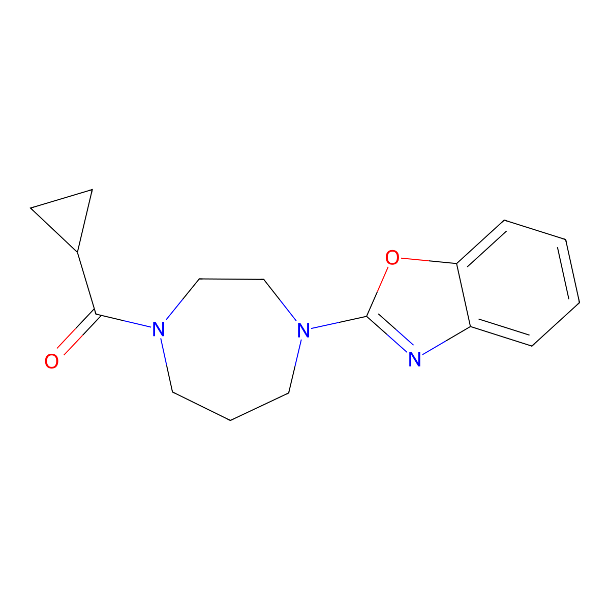 2-(4-Cyclopropanecarbonyl-1,4-diazepan-1-yl)-1,3-benzoxazole molecular structure, CAS 2877637-77-7