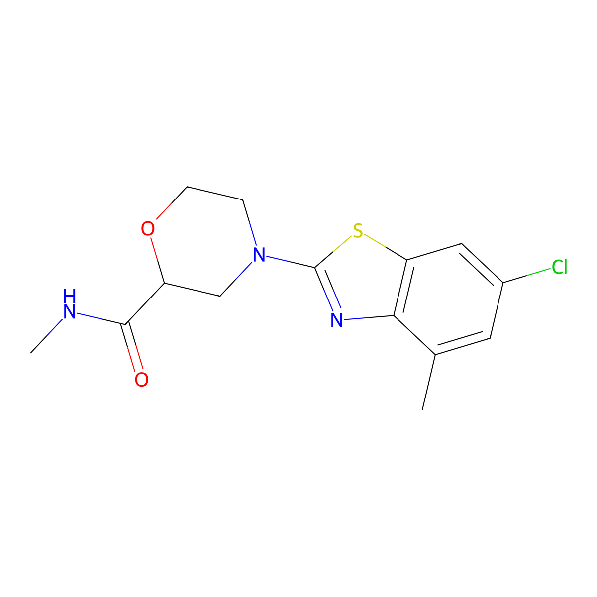 4-(6-chloro-4-methyl-1,3-benzothiazol-2-yl)-N-methylmorpholine-2-carboxamide molecular structure, CAS 2877637-81-3