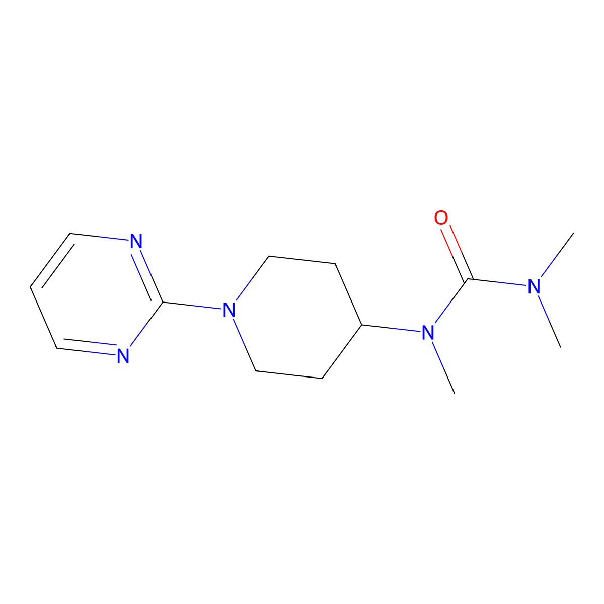 1,3,3-Trimethyl-1-[1-(pyrimidin-2-yl)piperidin-4-yl]urea molecular structure, CAS 2877637-97-1
