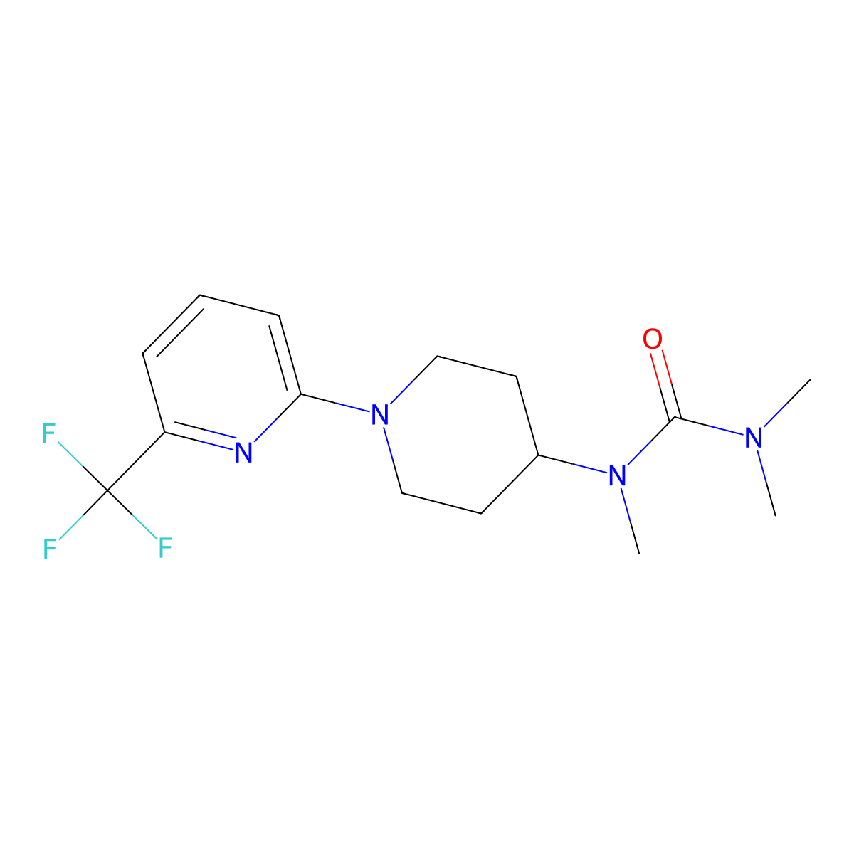 1,3,3-Trimethyl-1-{1-[6-(trifluoromethyl)pyridin-2-yl]piperidin-4-yl}urea molecular structure, CAS 2877638-01-0