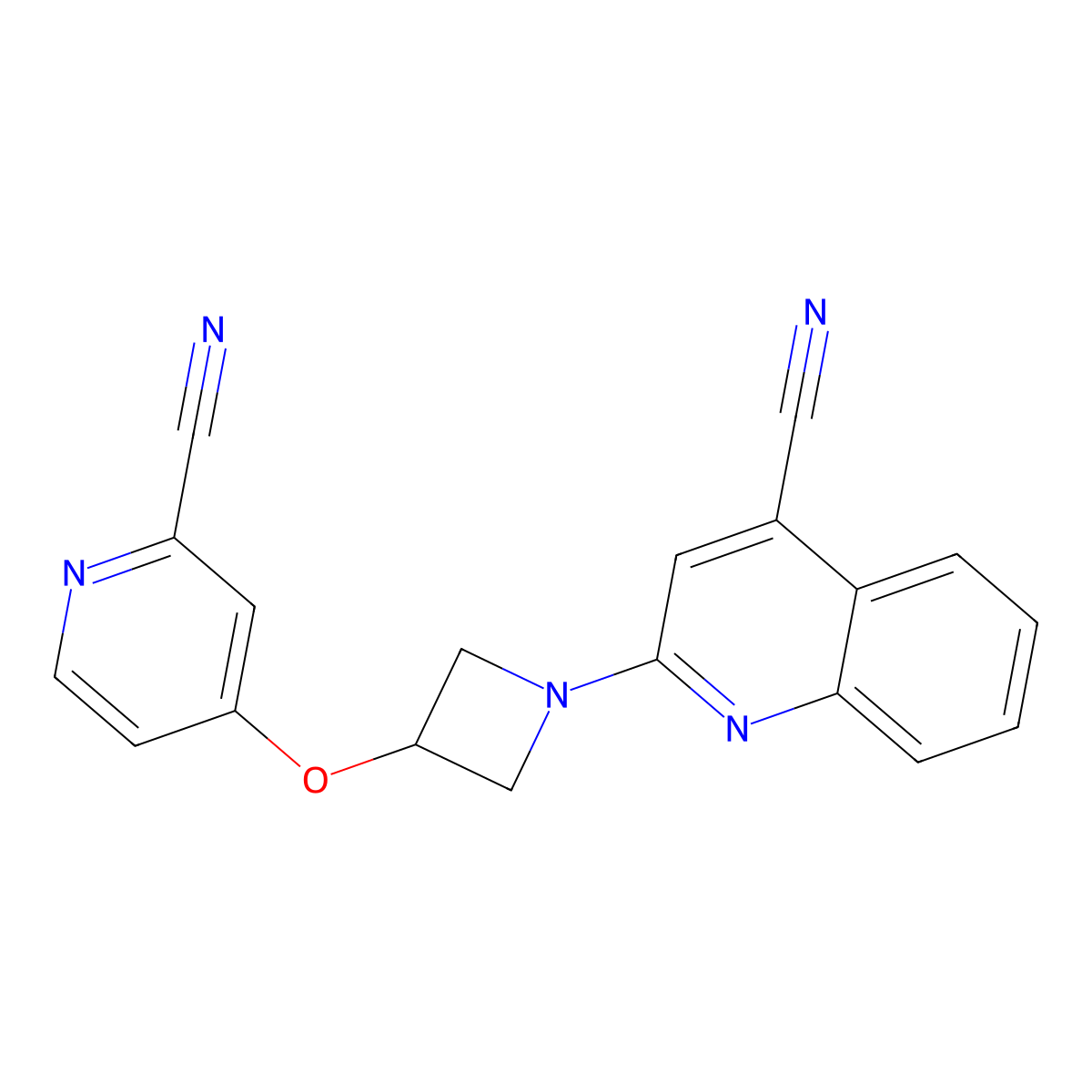 2-{3-[(2-Cyanopyridin-4-yl)oxy]azetidin-1-yl}quinoline-4-carbonitrile molecular structure, CAS 2877638-05-4