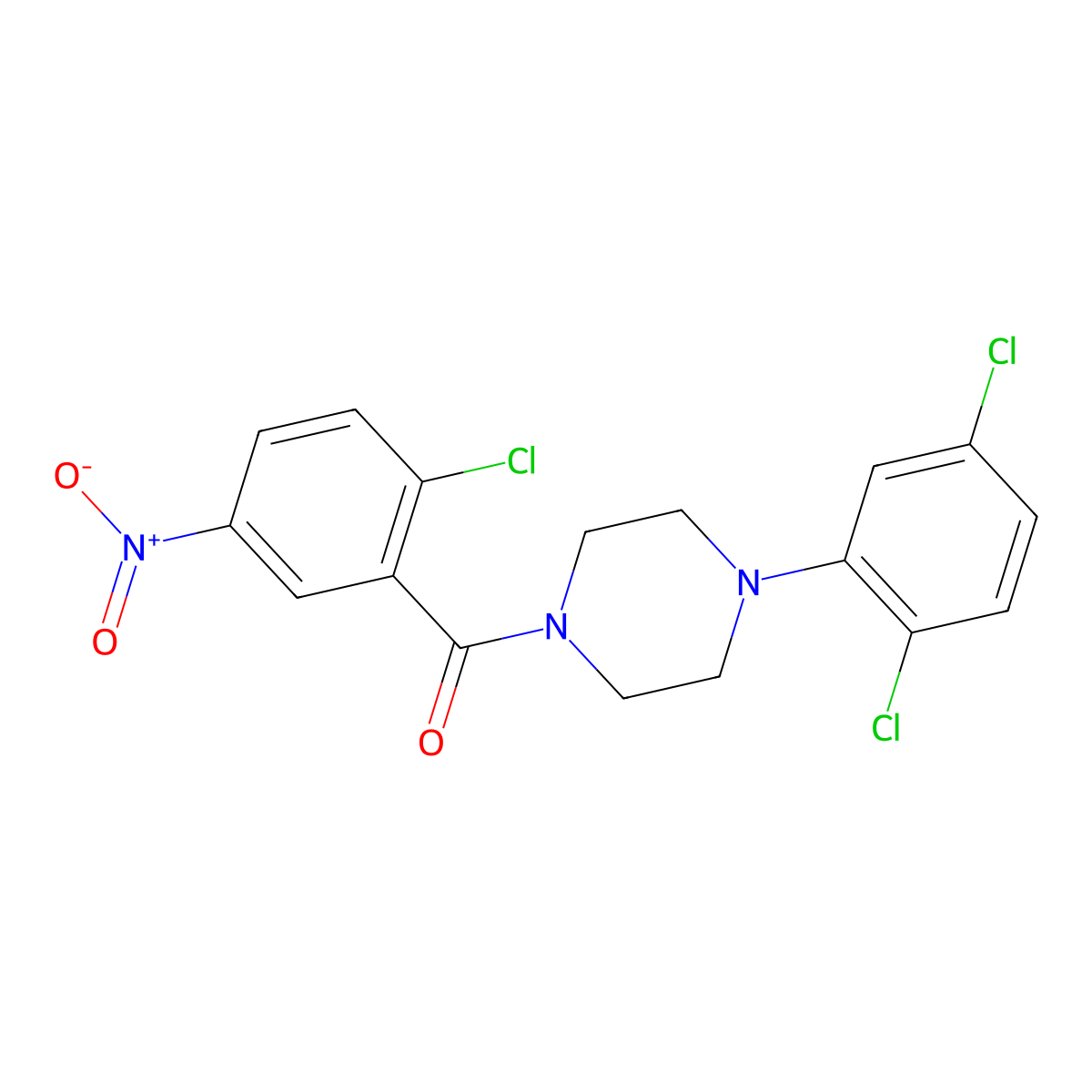 1-(2-Chloro-5-nitrobenzoyl)-4-(2,5-dichlorophenyl)piperazine molecular structure, CAS 2877638-09-8