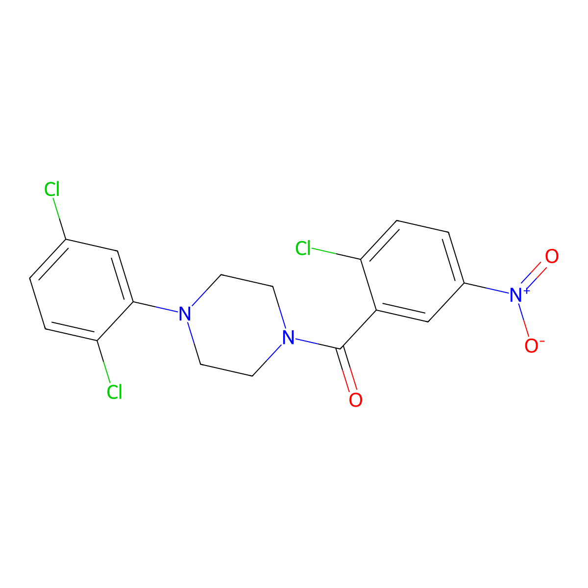 1-(2-Chloro-5-nitrobenzoyl)-4-(2,5-dichlorophenyl)piperazine molecular structure, CAS 2877638-09-8