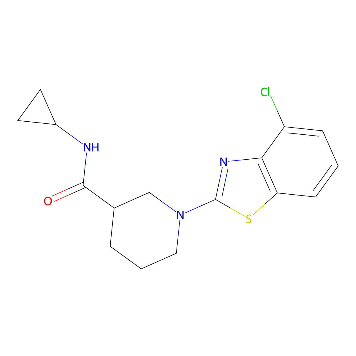 1-(4-chloro-1,3-benzothiazol-2-yl)-N-cyclopropylpiperidine-3-carboxamide molecular structure, CAS 2877638-10-1
