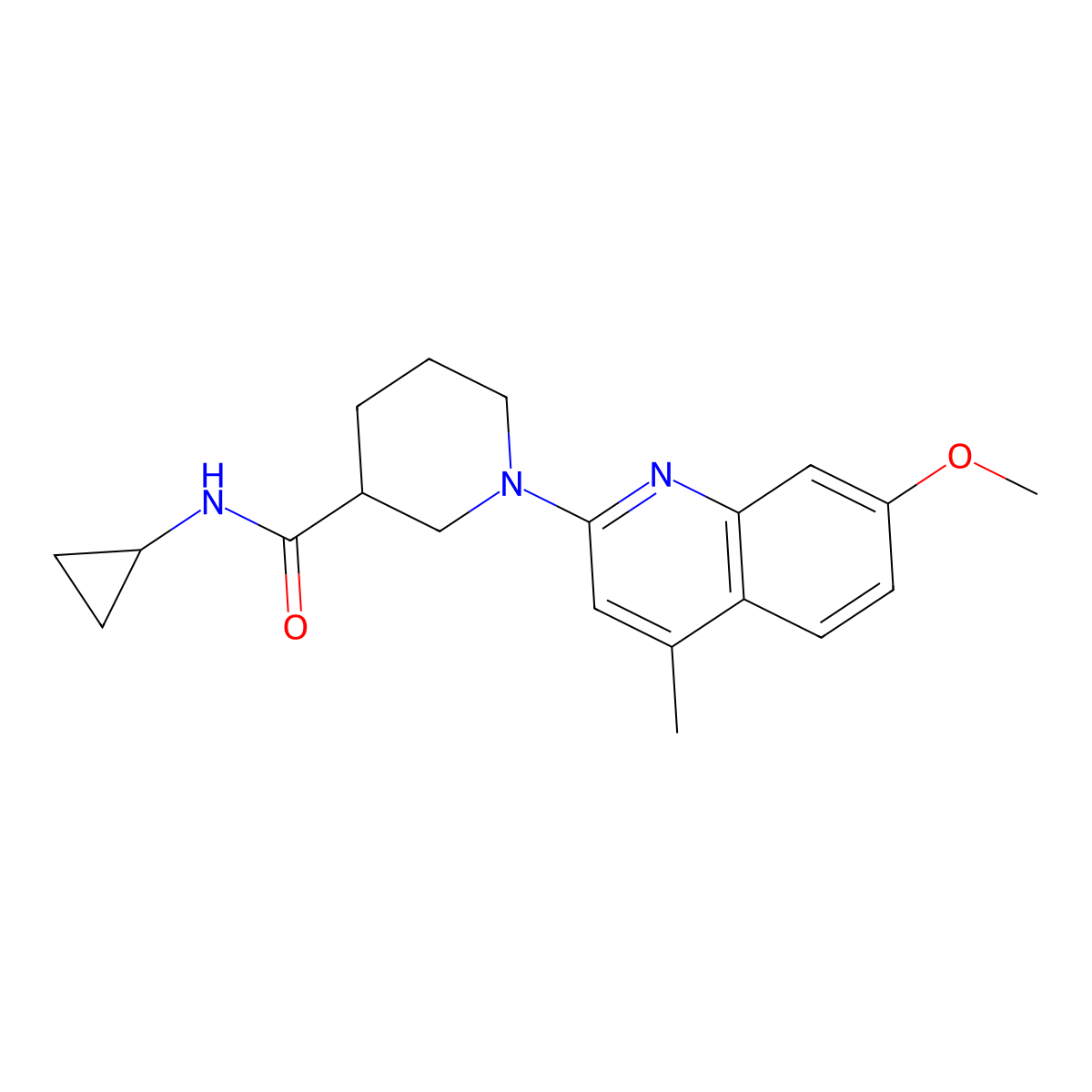 N-cyclopropyl-1-(7-methoxy-4-methylquinolin-2-yl)piperidine-3-carboxamide molecular structure, CAS 2877638-16-7