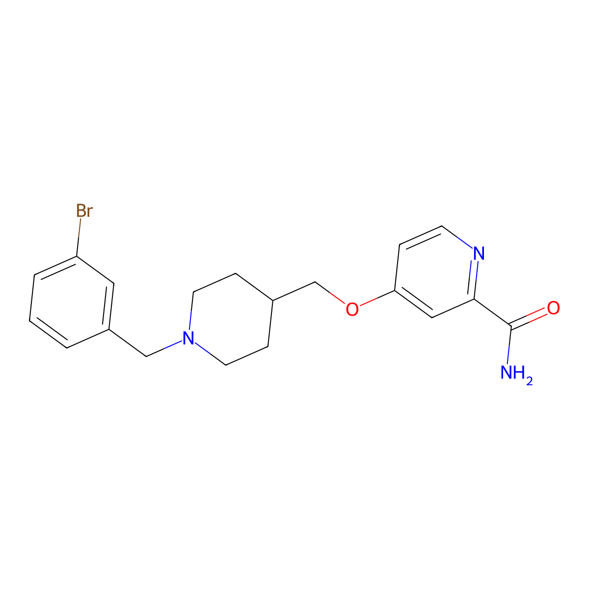 4-({1-[(3-Bromophenyl)methyl]piperidin-4-yl}methoxy)pyridine-2-carboxamide molecular structure, CAS 2877638-18-9