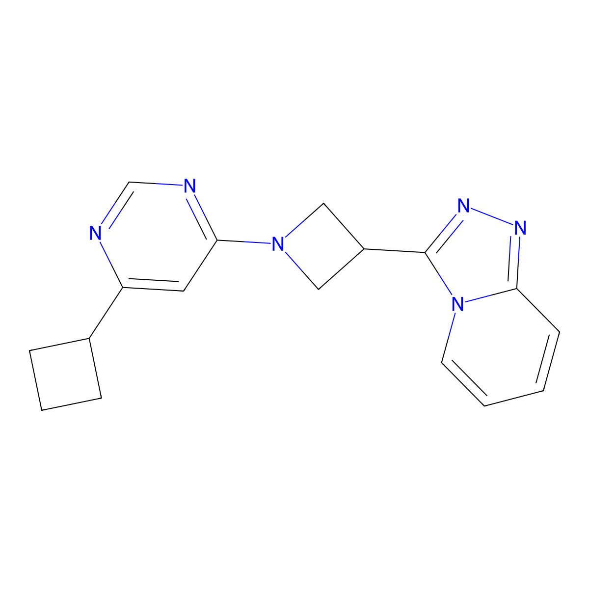 4-Cyclobutyl-6-(3-{[1,2,4]triazolo[4,3-a]pyridin-3-yl}azetidin-1-yl)pyrimidine molecular structure, CAS 2877638-21-4