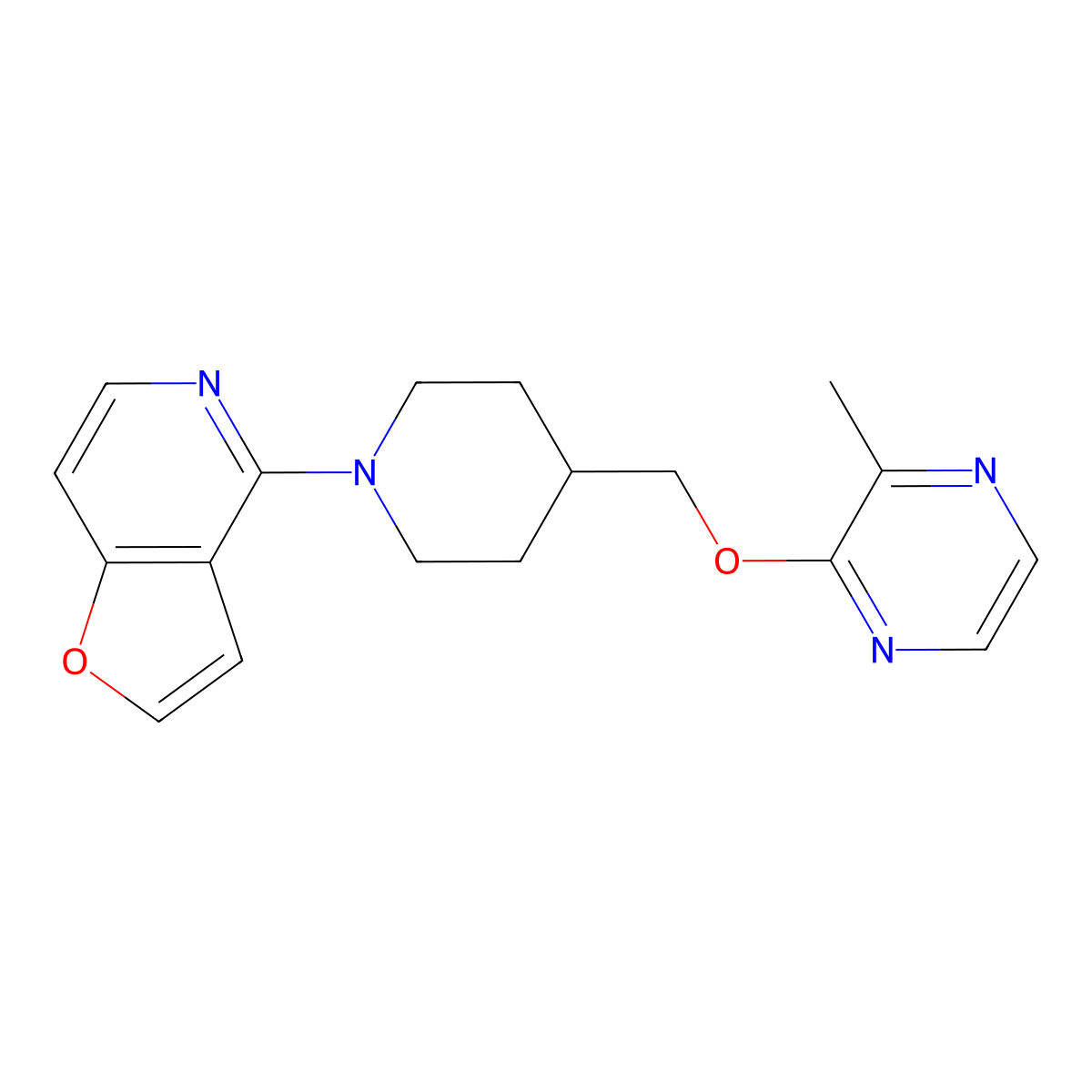 2-[(1-{Furo[3,2-c]pyridin-4-yl}piperidin-4-yl)methoxy]-3-methylpyrazine molecular structure, CAS 2877638-25-8